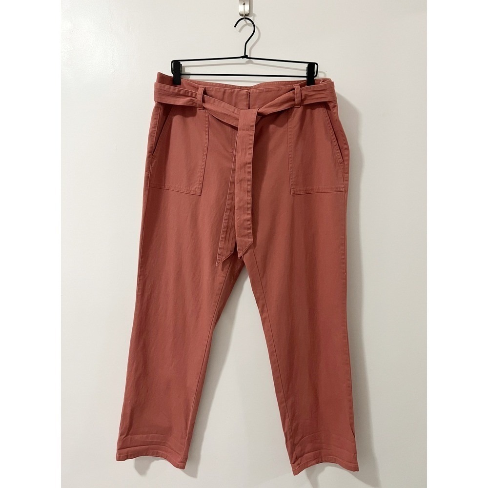 LOFT Womens Size 14 Paperbag Waist Utility Pants Terracotta Pink Red NWT